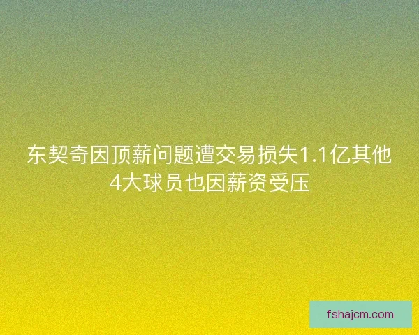东契奇因顶薪问题遭交易损失1.1亿其他4大球员也因薪资受压